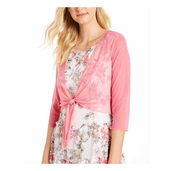 CONNECTED APPAREL Womens Pink 3/4 Sleeve Open Front Cardigan Petites 14P - Picture 1 of 2